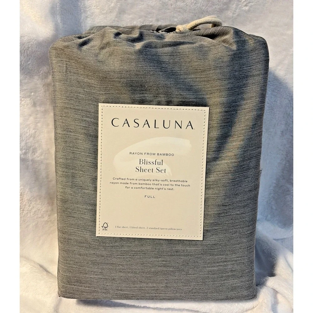 Casaluna Blissful Sheet Set - Rayon From Bamboo - Dark Gray - Full